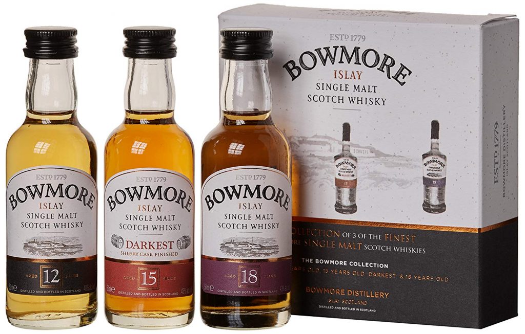 Whisky Bowmore en set de 3 de 12, 15 y 18 años